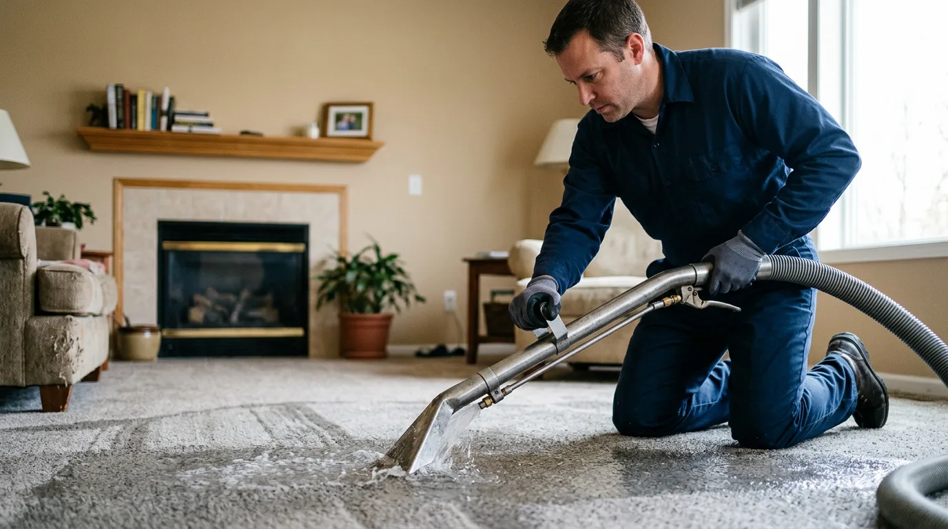Water damage restoration technician working near Hubbard, OH